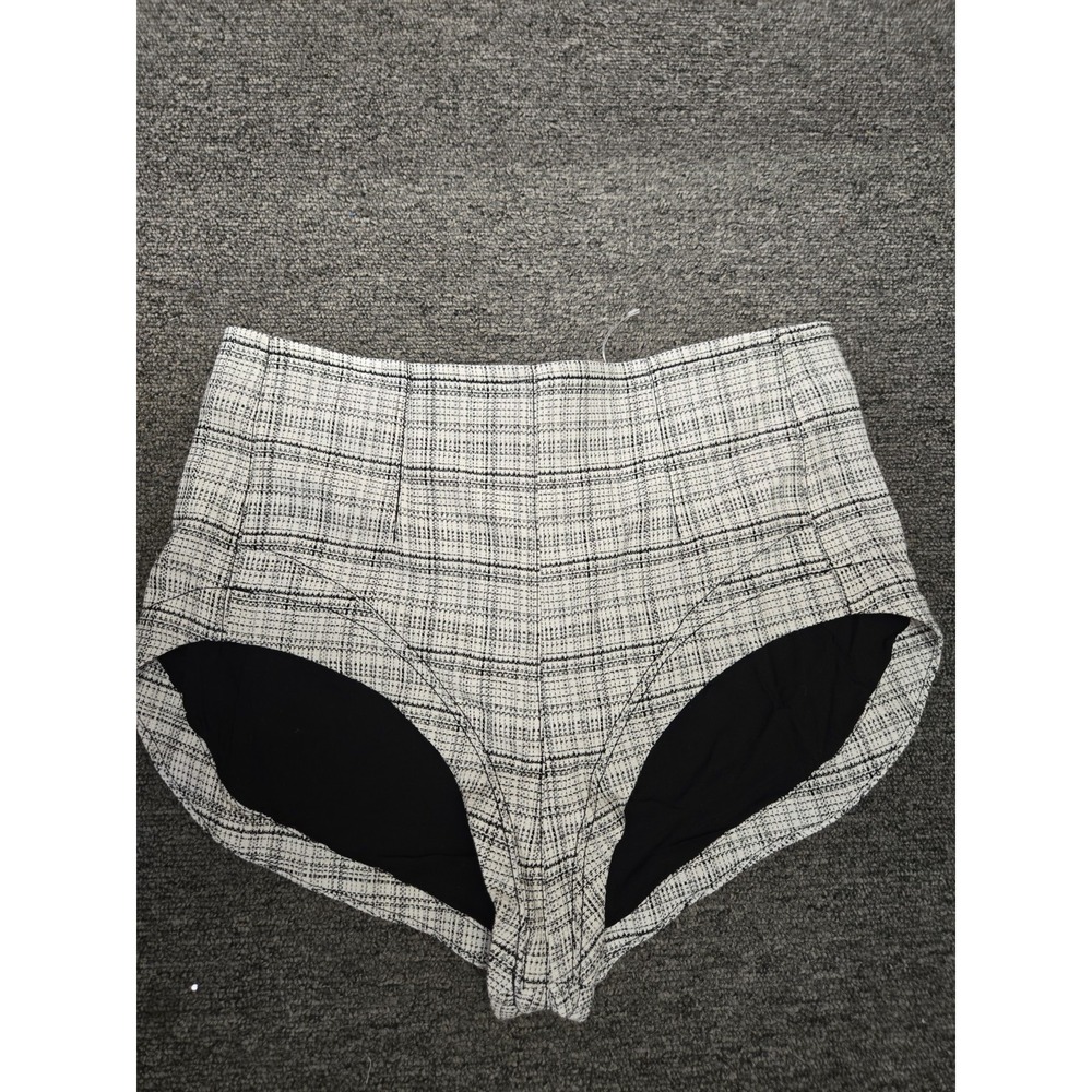 Free People Keep It Brief Menswear Micro Shorts Hot Pants Black White Tweed 4